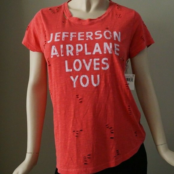 Lucky Brand Jefferson Airplane Distressed Graphic Tee Size  M - Picture 3 of 6